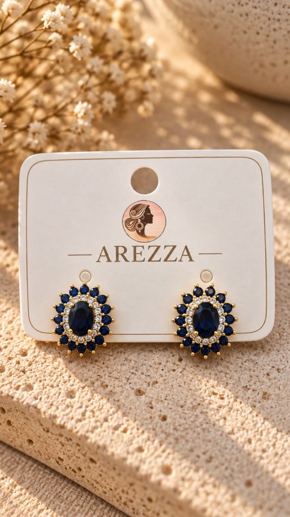 Arete con diamantes azul lunatica