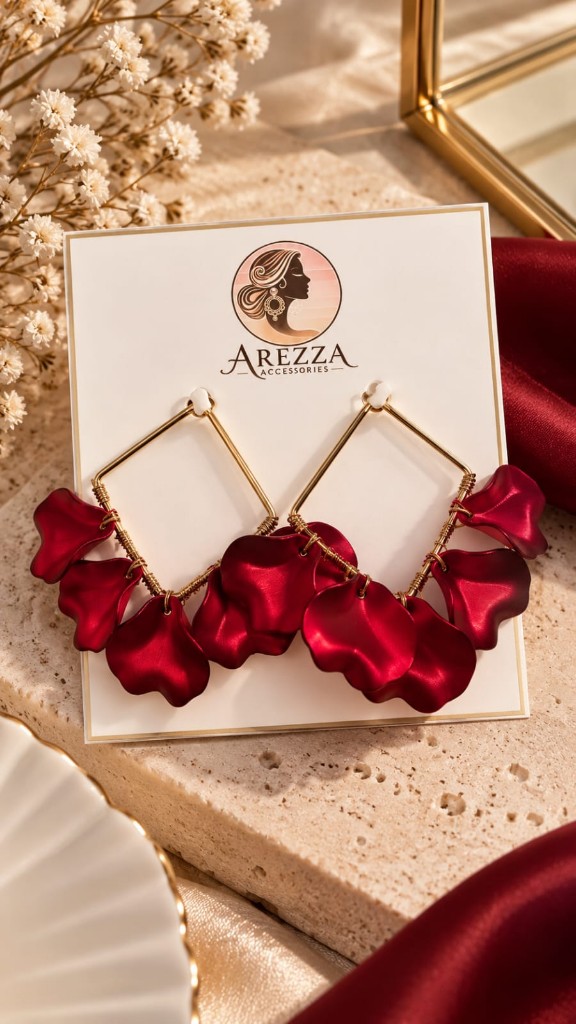 Arete cuadrado con petalos