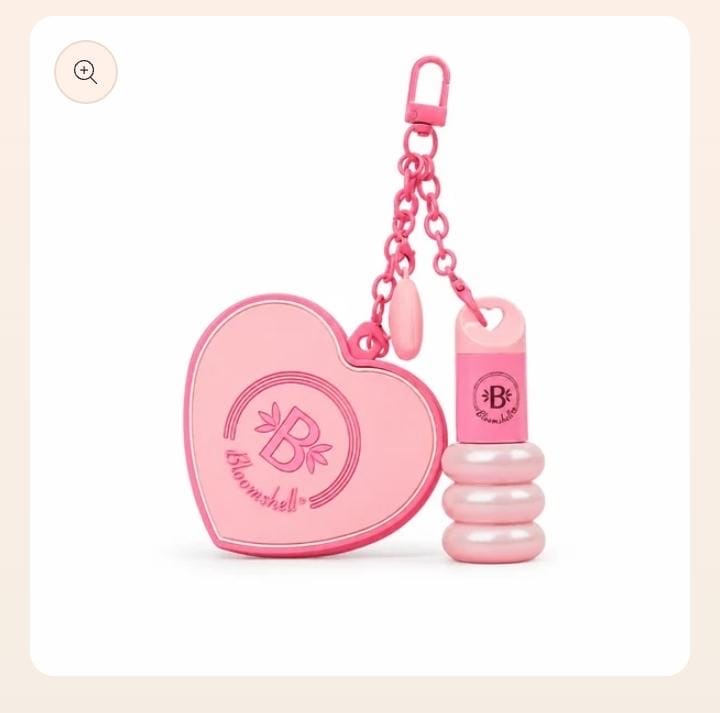 BloomShell rosa brillo labial+ espejo y llavero