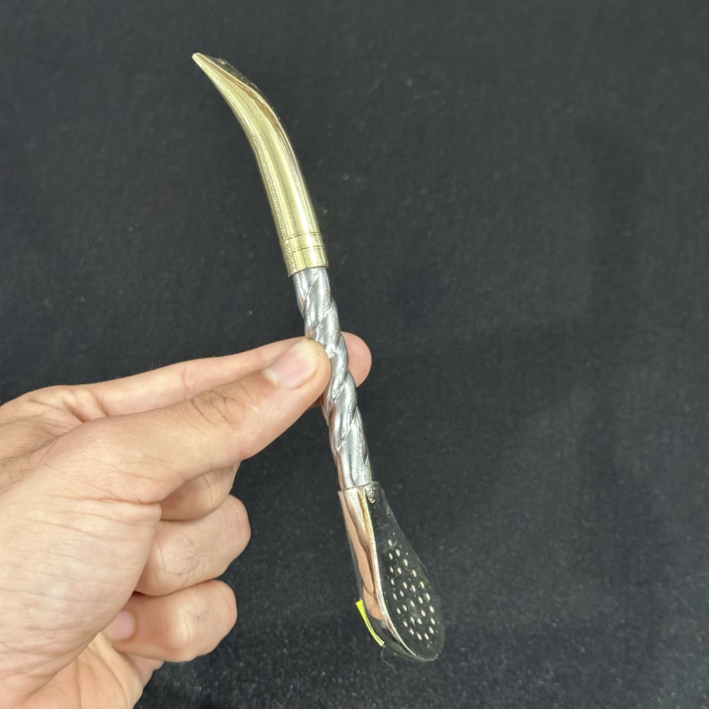 Bombillon Alpaca Pico Curvo Espiral Dorado