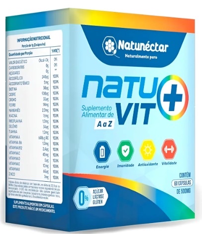 Multivitamínico Natunectar Natu+Vit de A a Z com 60 Cápsulas