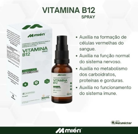 Vitamina B12 Em Spray 30ml - Mieri