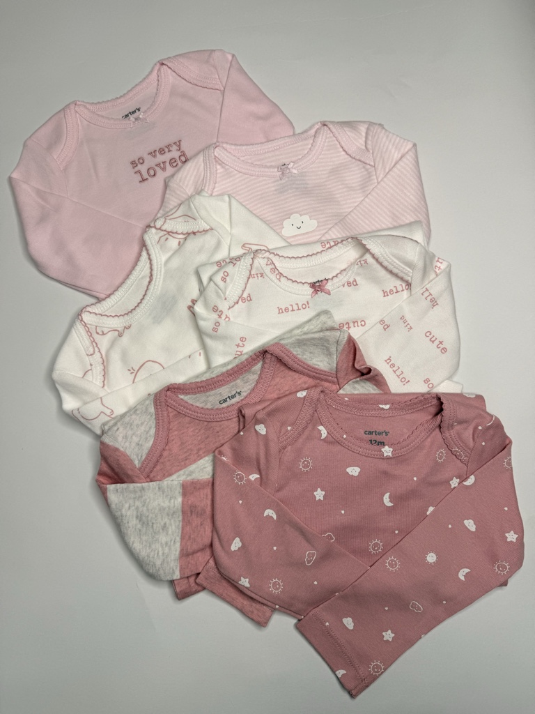 12m - Pack 6 bodys mangas largas