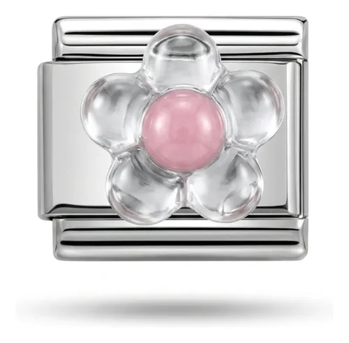 Charm flor transparente y rosa