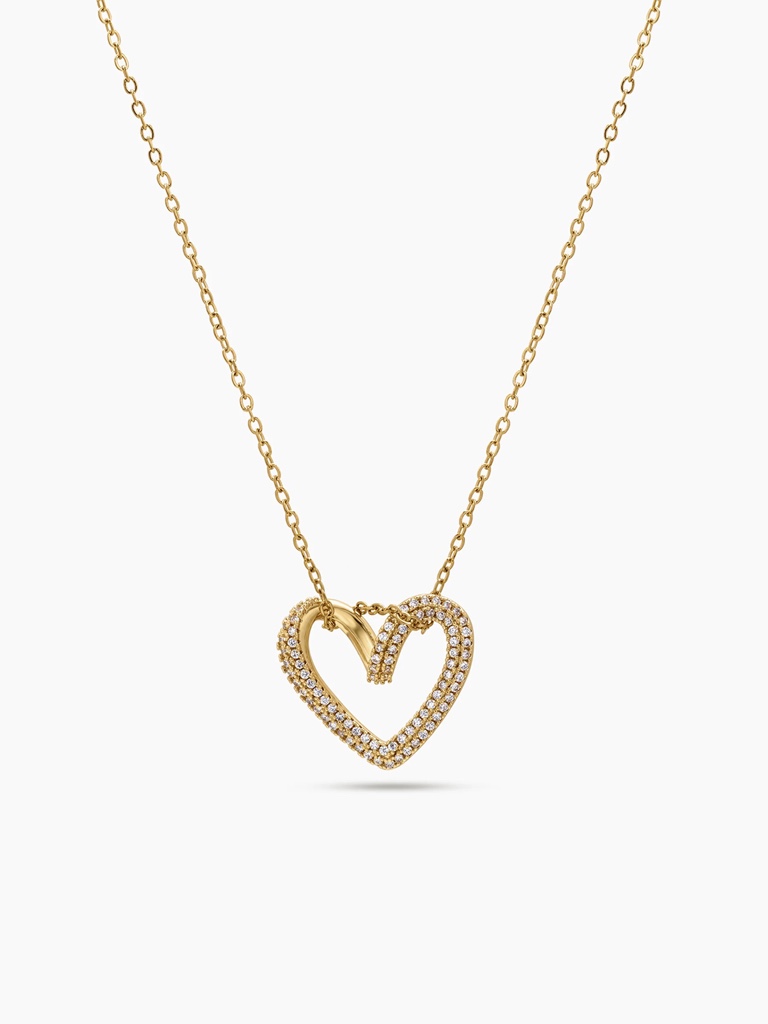 Cadena enlazada corazón con circonas
