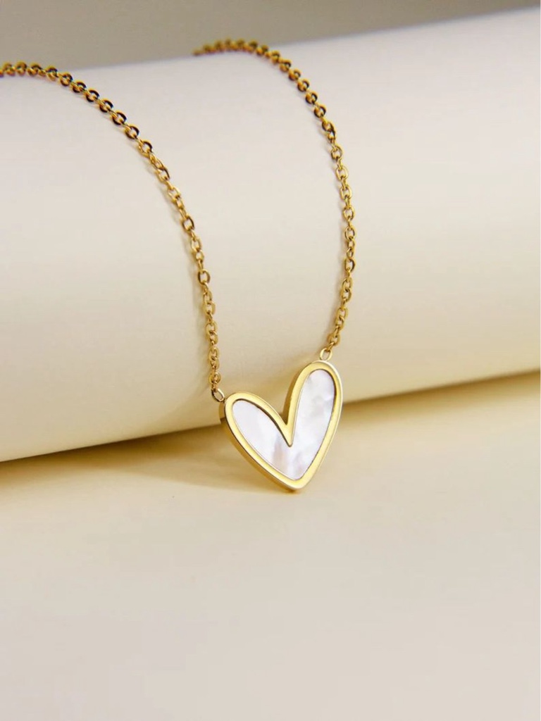 Cadena corazón nacarado