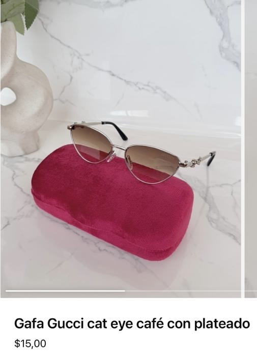 Gucci cat eye café plateado