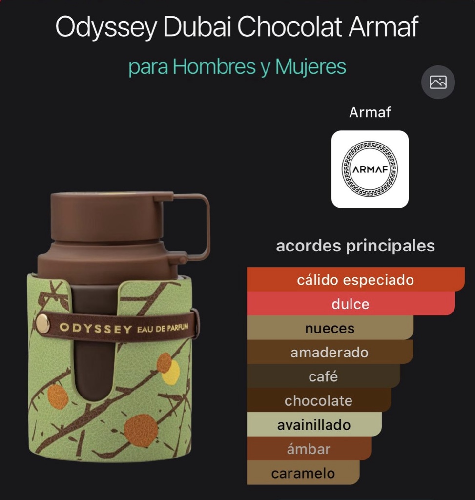 Odyssey Dubai Chocolat Armaf para Hombres y Mujeres