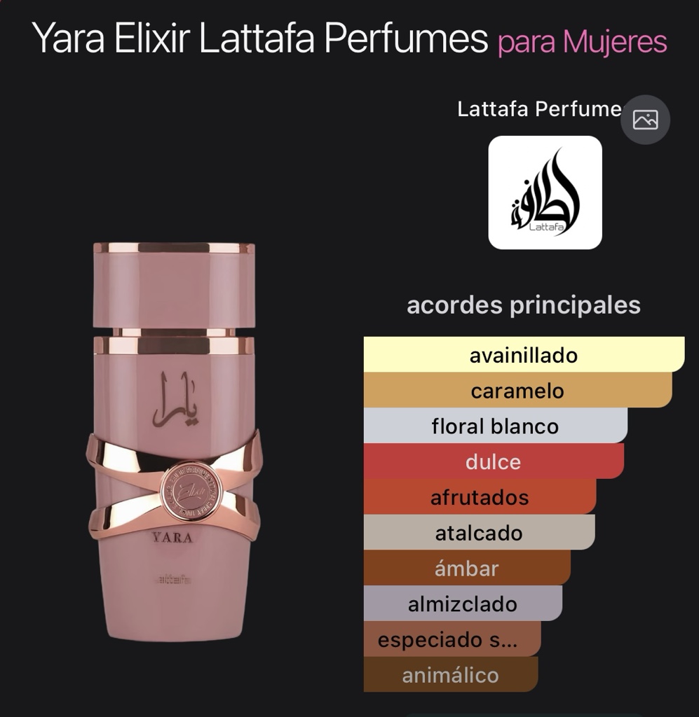 Yara Elixir Lattafa Perfumes para Mujeres
