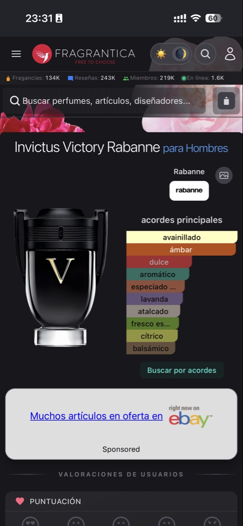 Invictus Victory Rabanne para Hombres