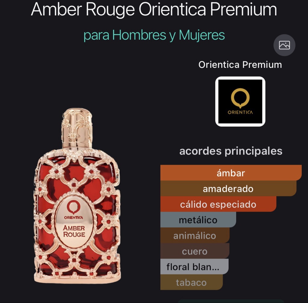 Amber Rouge Orientica Premium para Hombres y Mujeres
