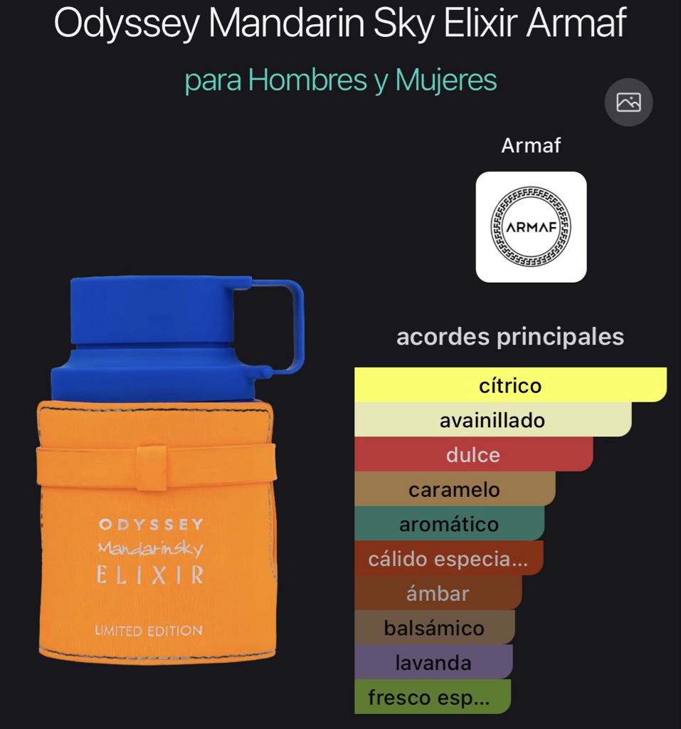 Odyssey Mandarin Sky Elixir Armaf para Hombres y Mujeres