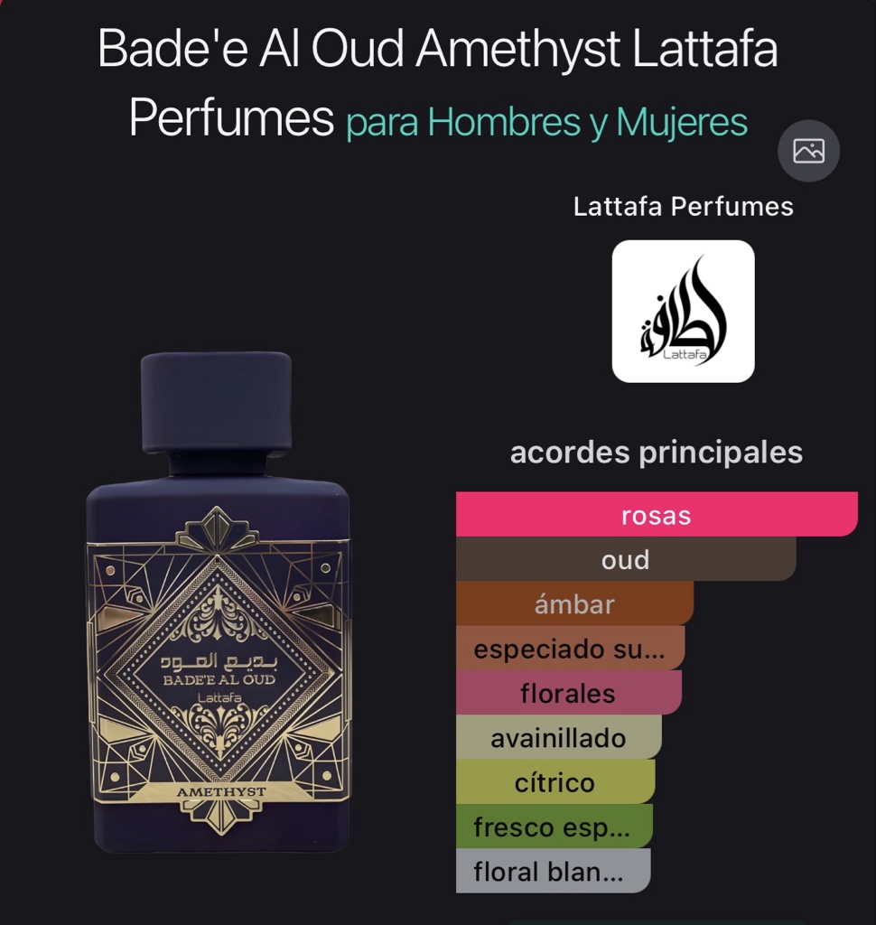 Bade'e Al Oud Amethyst Lattafa Perfumes para Hombres y Mujeres
