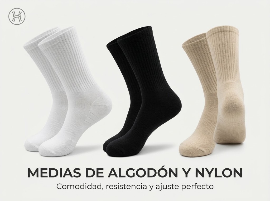 Medias de algodón y nylon "comodidad, resistencia y ajuste perfecto"