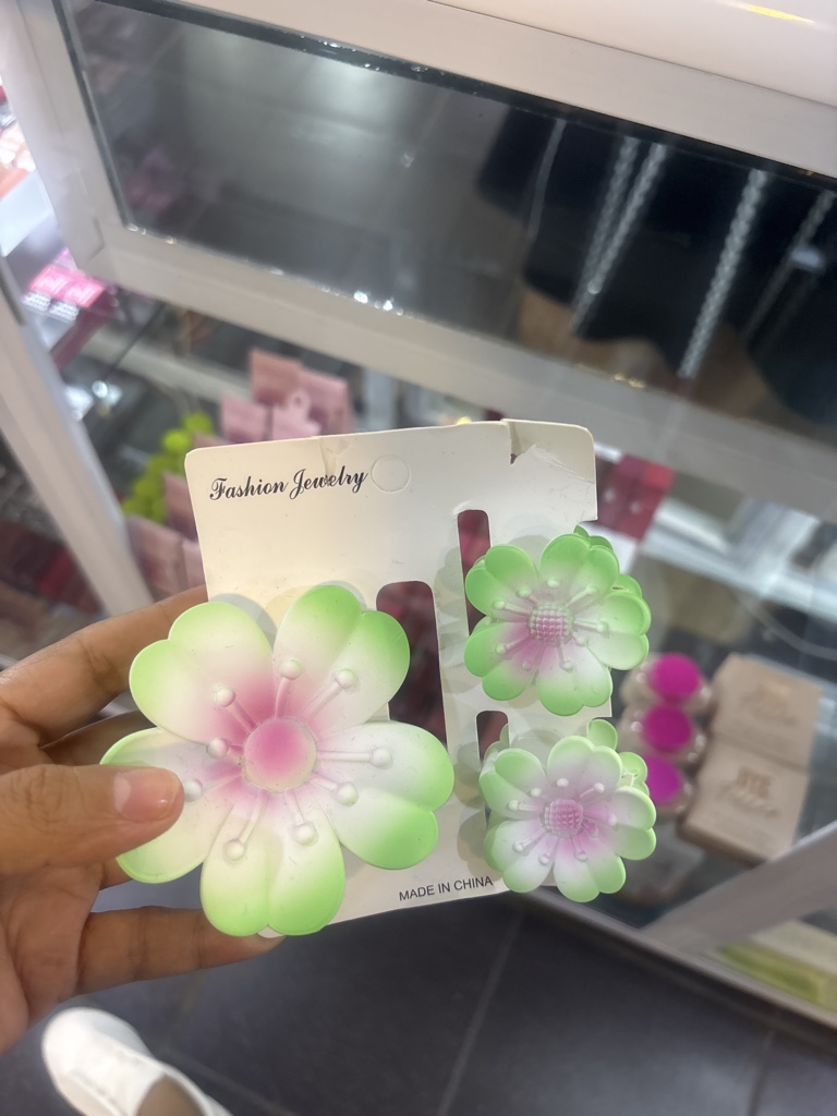 Fashion Jewelry flores verde rosa prensador combo