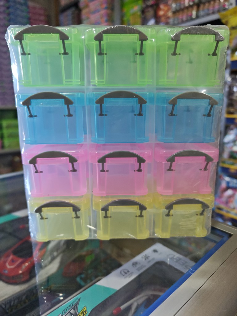 Set de cajas de colores y transparente 12  mini organizador