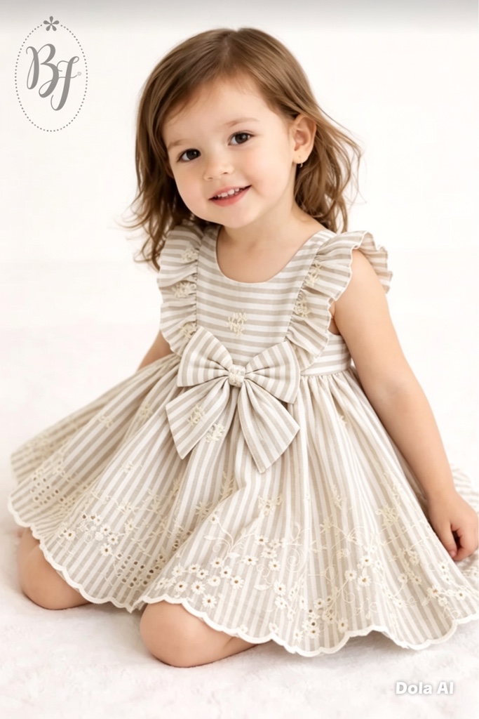 vestido habano con socalo bordado