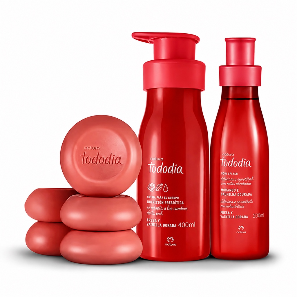 Kit Rutina Corporal Natura Tododia Fresa y Vainilla Dorada