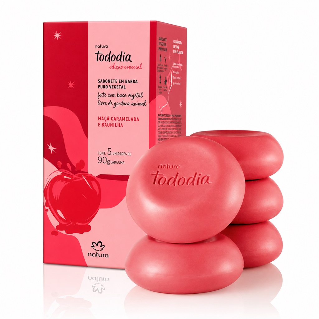 Jabón en Barra Puro Vegetal Natura Tododia Manzana Caramelizada y Vainilla 5 und de 90 g