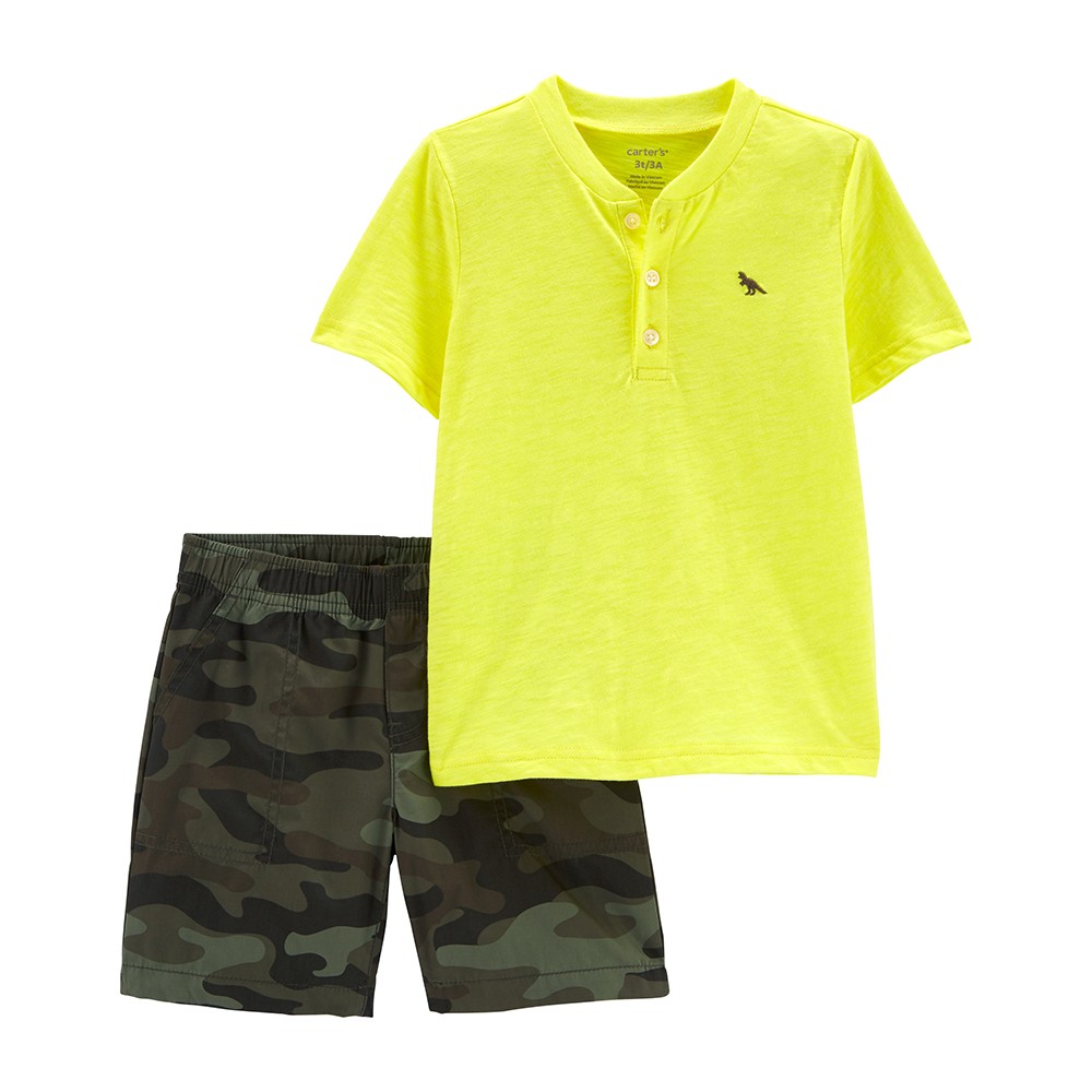 Carter's verde fluo y camuflado conjunto