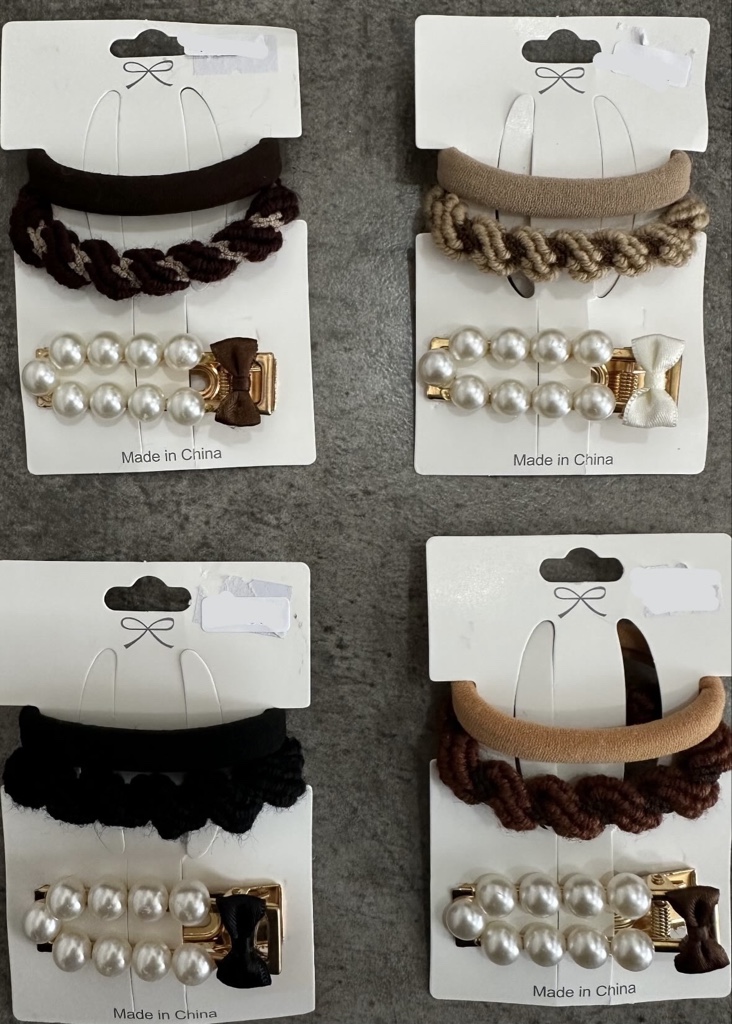 Set hebillas perlas + gomitas