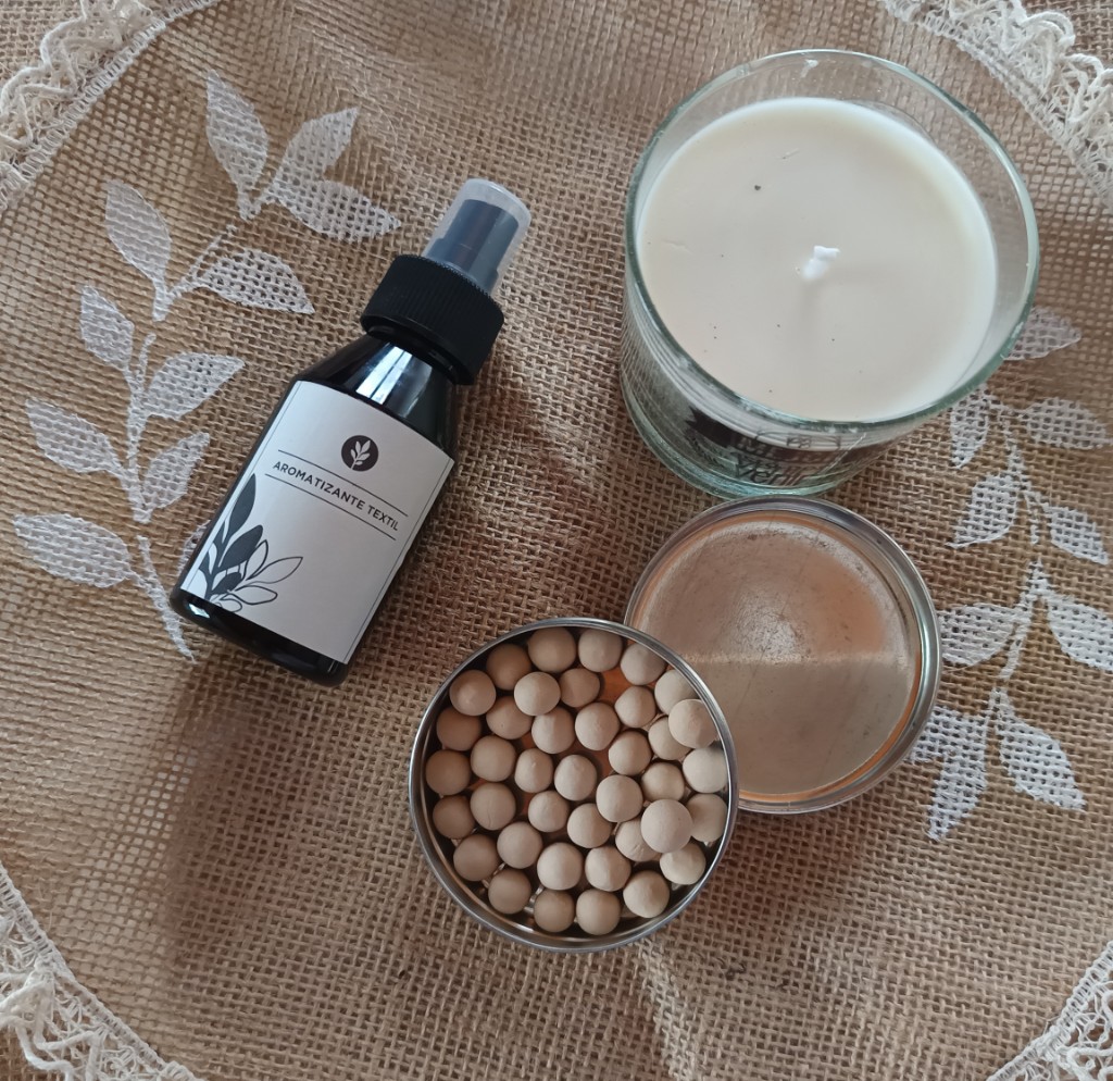 Set aromático  , perlas , spray y vela aromática