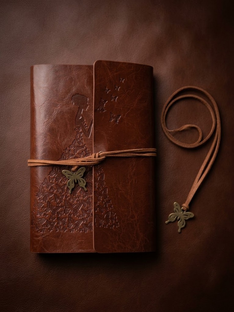 Cuaderno Vintage marrón grabado cuero