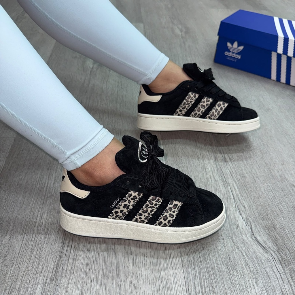 Adidas Campus negras animal print