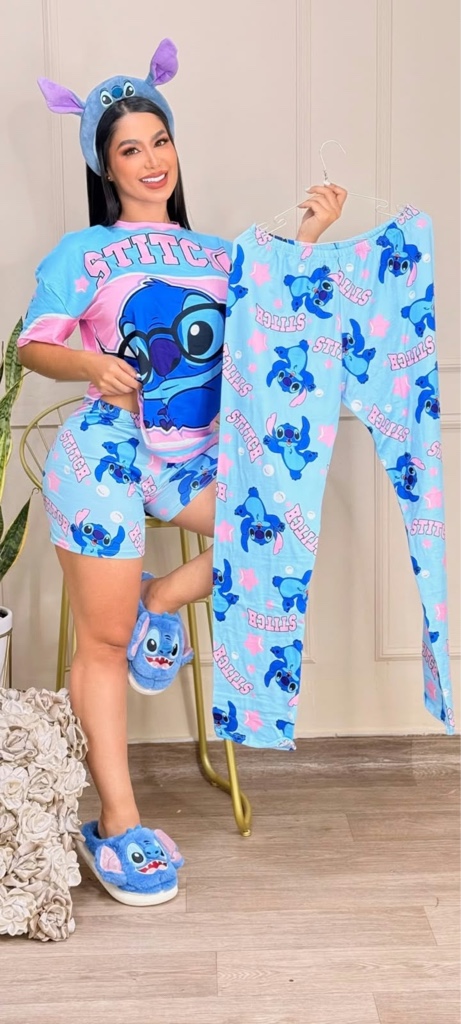 SET PIJAMA 3 PIEZAS camisa oversize shots y pantalón largo