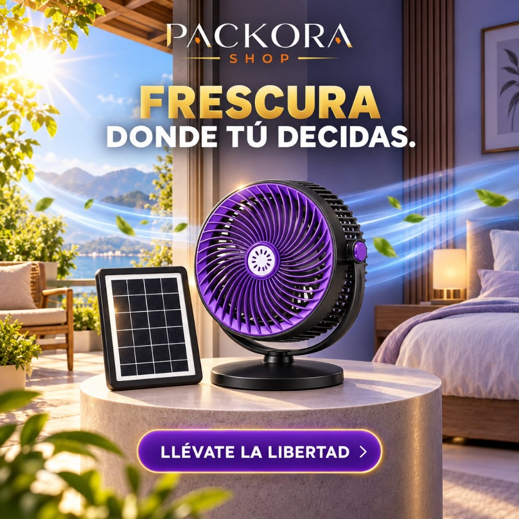 Ventilador Solar Recargable 5 Velocidades de Mesa y Pared S33-1