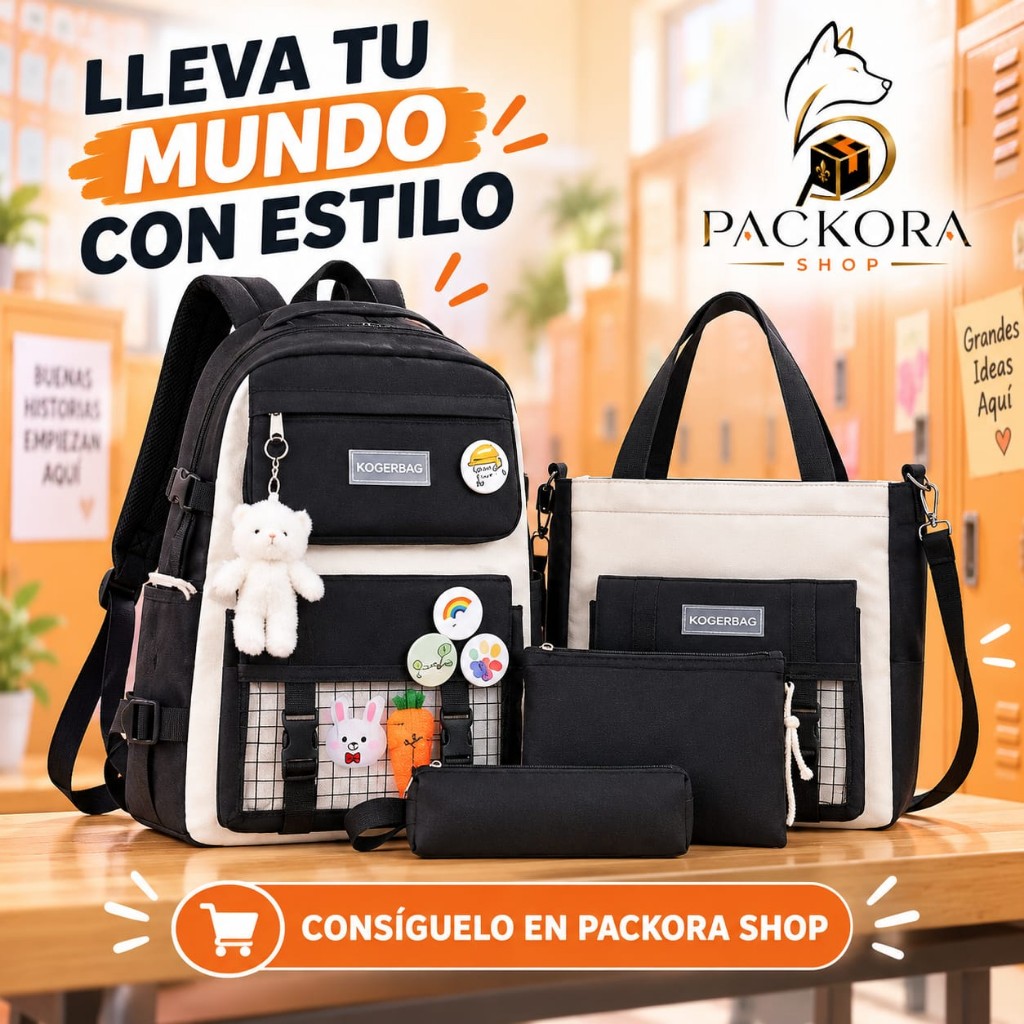 Set de Morral Escolar Kawaii 5 en 1