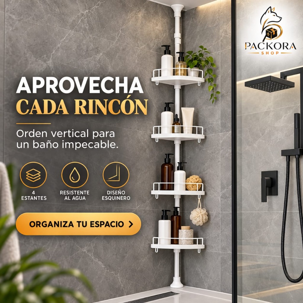 Organizador Esquinero de Baño 4 Repisas