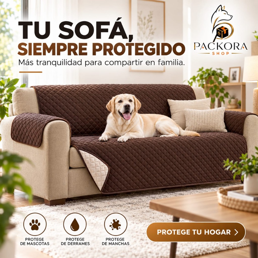 Forro Protector de Sofá 3 Puestos Reversible para Mascotas