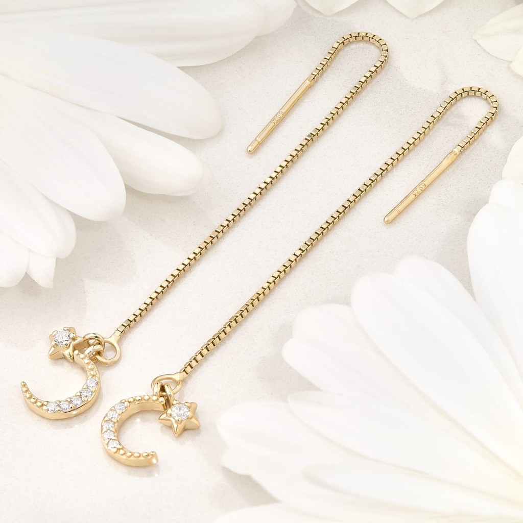 ARETES LUNA - PLATA ORO