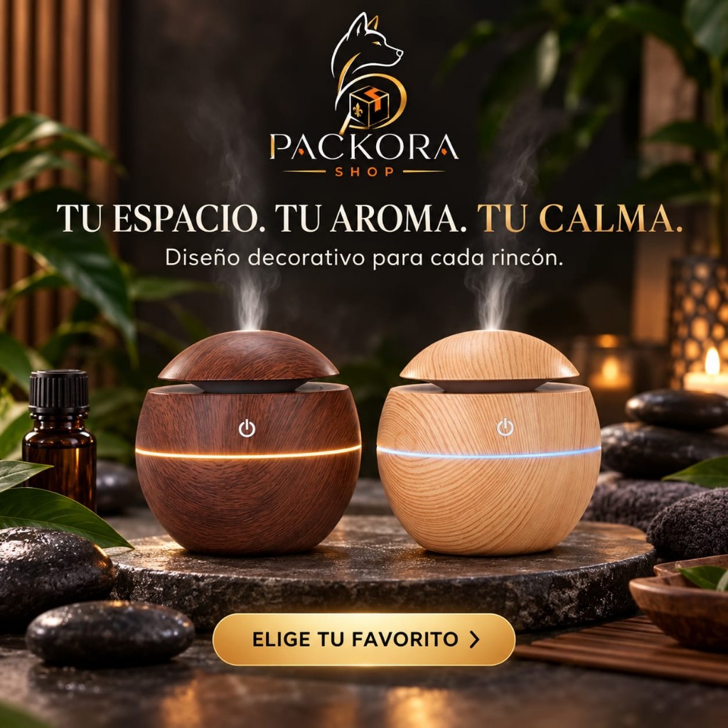 Humidificador Difusor de Aromas LED Tipo Madera