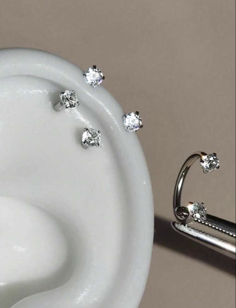 Aros plateados con strass