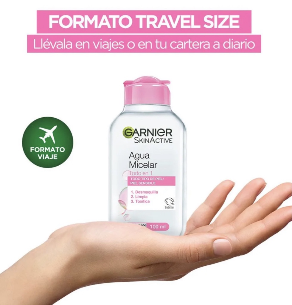 agua micelar pequeña garnier