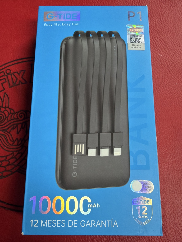 BATERIA PORTATIL G-TIDE 10000MAH CON CABLES P1