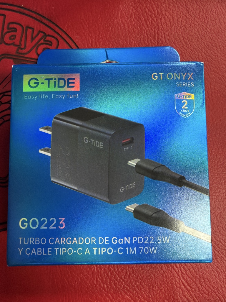 CARGADOR COMPLETO G-TIDE C a C GO223 NEGRO ONYX 22.5W PD Negro