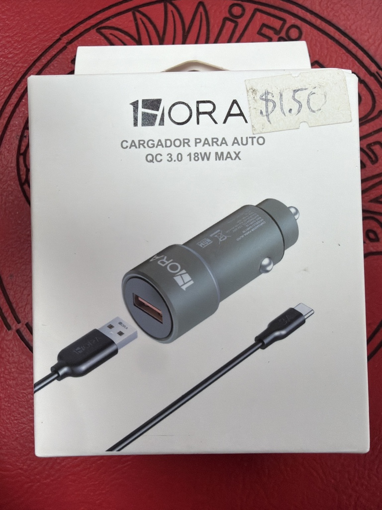 CARGADOR PARA AUTO 1HORA USB-C 3A 18W GAR116