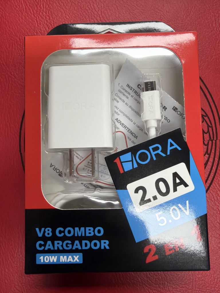 CARGADOR 1HORA USB A V8 Color BCO