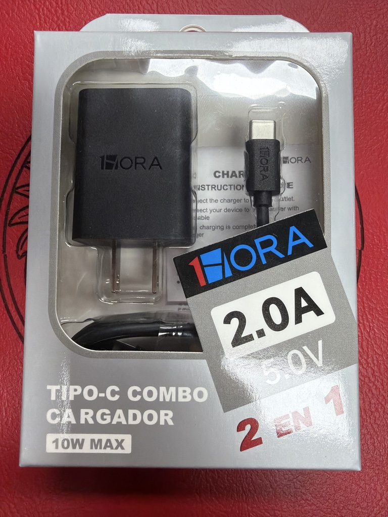 CARGADOR 1HORA USB A C Negro