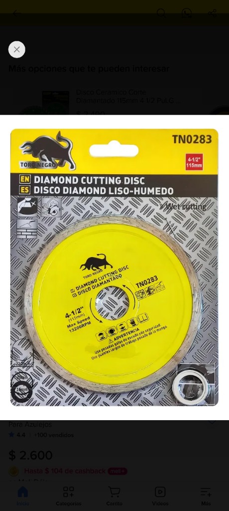 Disco de corte diamantado Toro Negro disco diamantado
