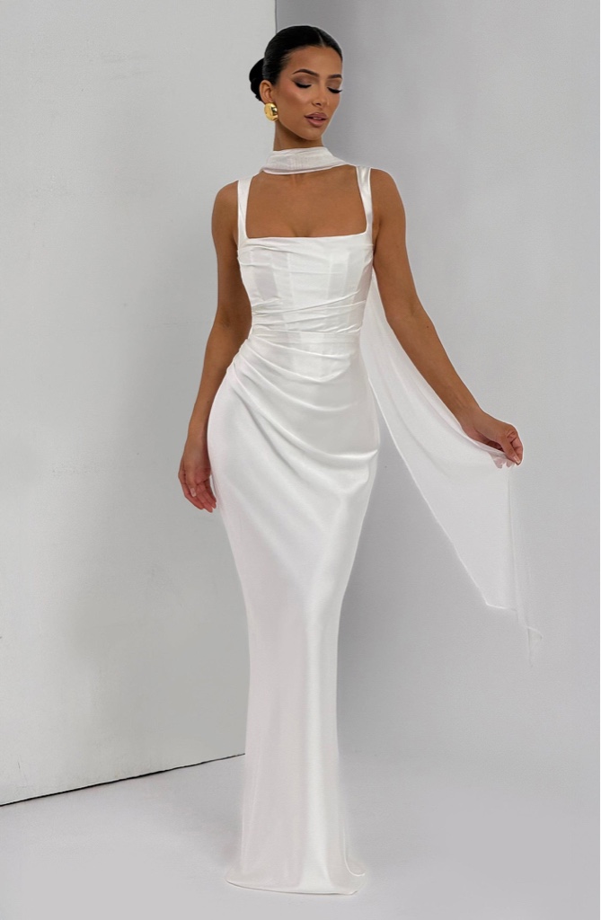 Maxi Dress Ivory By Babyboo (Incluye Pañuelo)