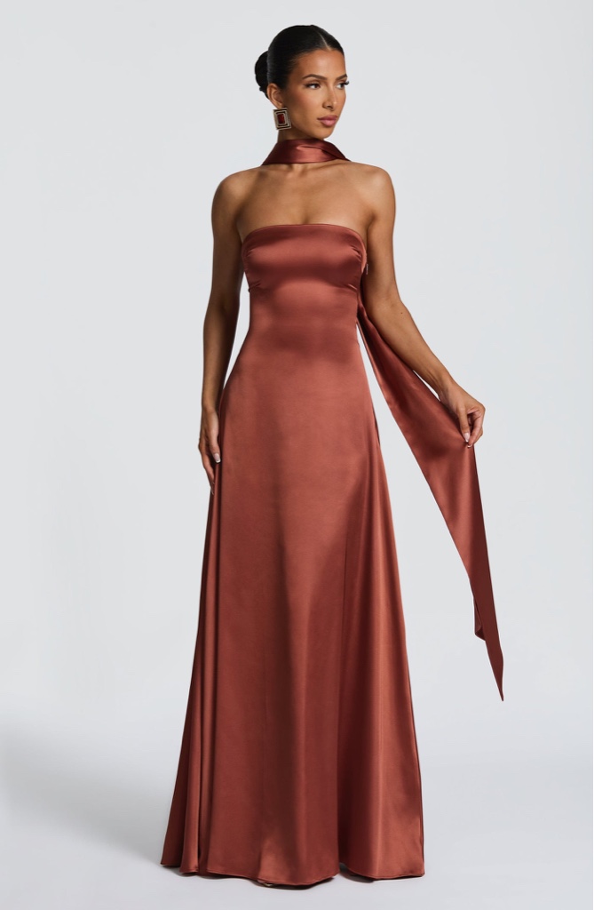 Maxi Dress en Satén Rust Morven By Babyboo