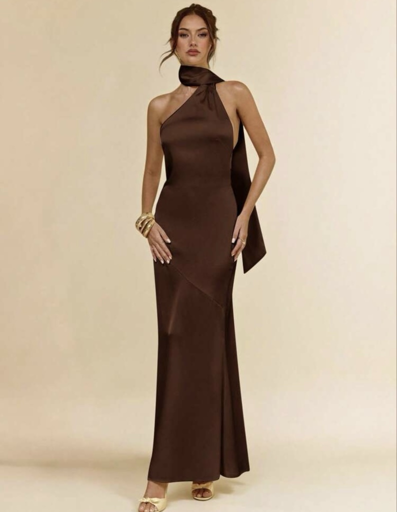 Maxi Dress Brown en Satén