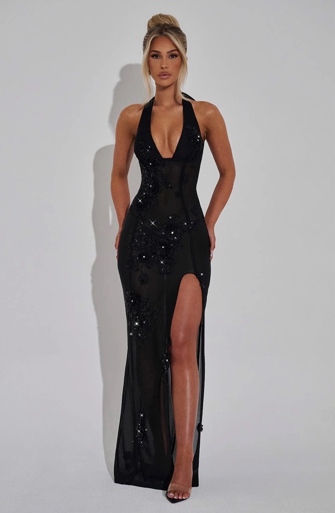 Maxi Dress Black Transparente By Babyboo