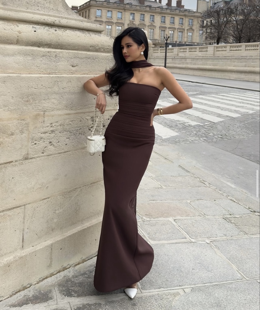 Maxi Dress Yulia Plum Brown By Babyboo