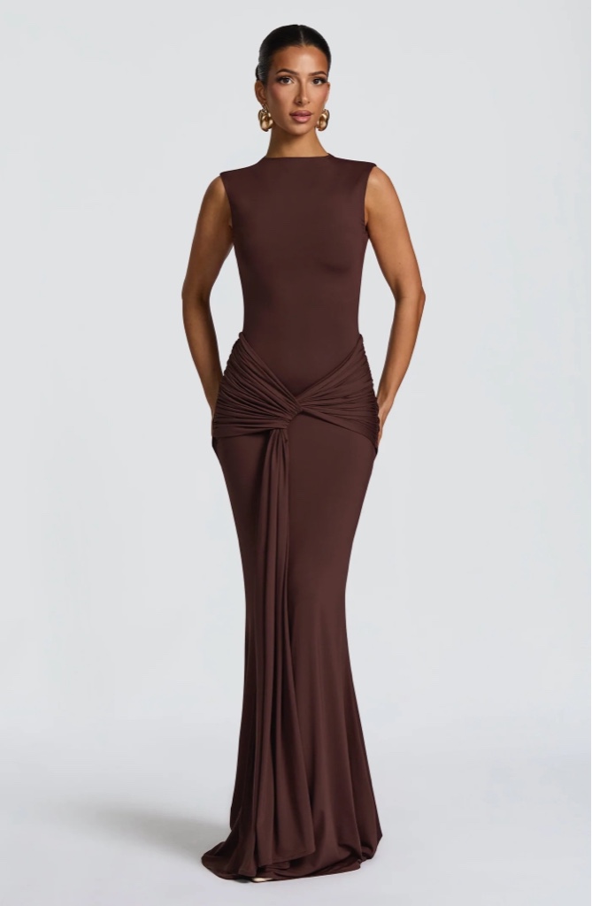 Maxi Dress Plum Brown Lorenza By Babyboo
