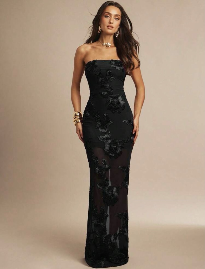 Maxi Dress Black con Estampado